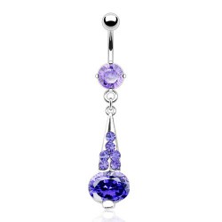 Piercing nombril cercle pendant lilas (D121)