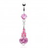 Piercing nombril cercle pendant rose (D121)
