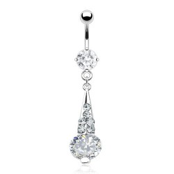 Piercing nombril cercle pendant transparent (D121)