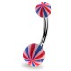Piercing nombril UV 24 - Beach-ball rouge et bleu