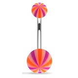 Piercing nombril UV 24 - Beach-ball lilas et orange