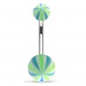Piercing nombril UV 24 - Beach-ball vert et bleu