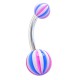 Piercing nombril UV 24 - Beach-ball rose et bleu