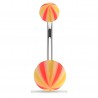 Piercing nombril UV 24 - Beach-ball orange et rose