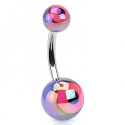 Piercing nombril UV 76 - Œil luisant bleu et rose