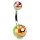 Piercing nombril UV 76 - Œil luisant orange et vert