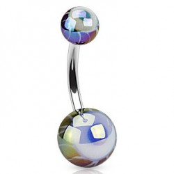 Piercing nombril UV 76 - Œil luisant noir et bleu
