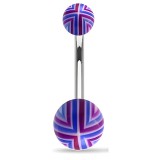 Piercing nombril UV 33 - Quadrillage bleu et rouge