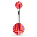 Piercing nombril UV 33 - Quadrillage orange et lilas