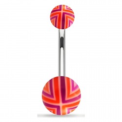 Piercing nombril UV 33 - Quadrillage orange et lilas
