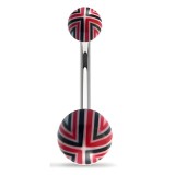 Piercing nombril UV 33 - Quadrillage noir et rouge