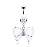 Piercing nombril noeud papillon 26 - Coloré en blanc