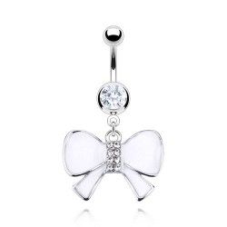 Piercing nombril noeud papillon 26 - Coloré en blanc