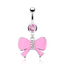 Piercing nombril noeud papillon 26 - Coloré en rose