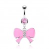 Piercing nombril noeud papillon 26 - Coloré en rose