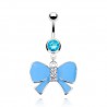 Piercing nombril noeud papillon 26 - Coloré en bleu-clair