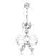 Piercing nombril nœud papillon 25 - Coloré avec des cristaux blancs