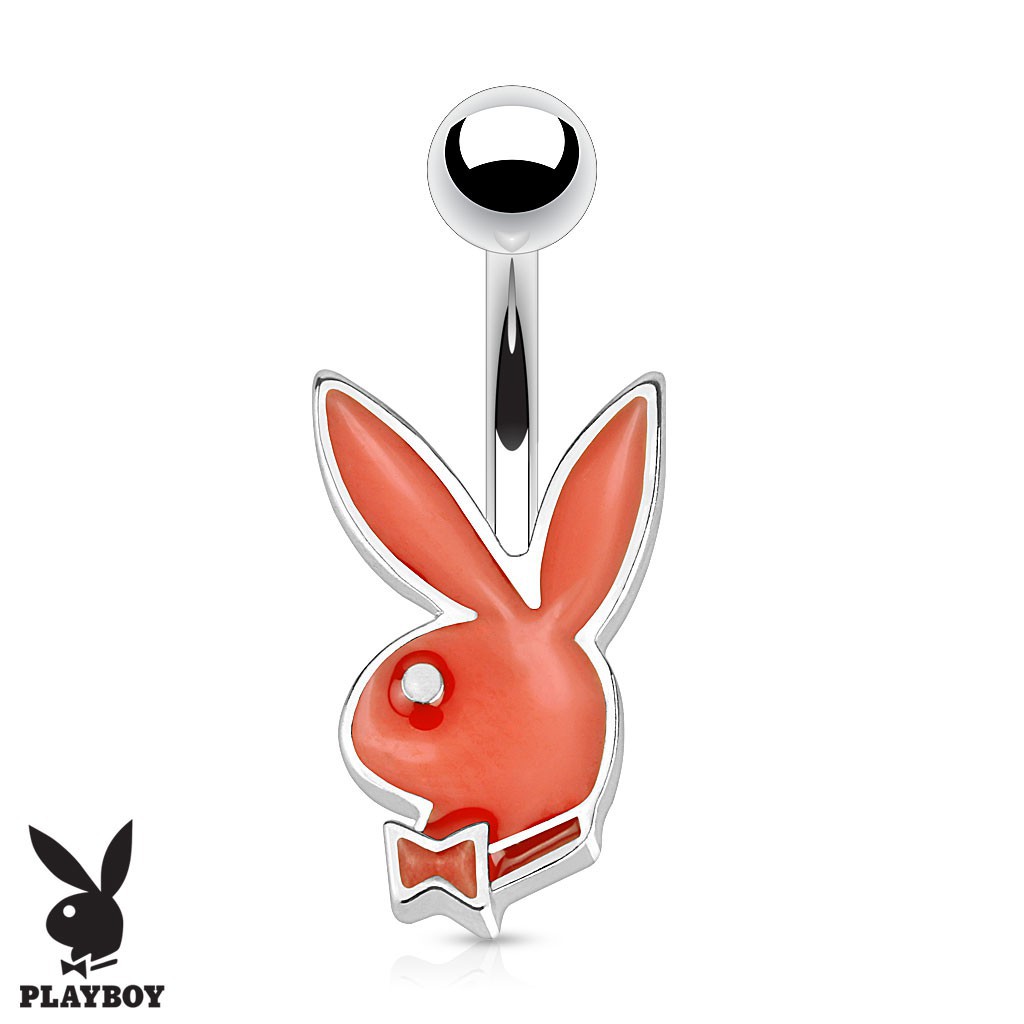 Bijou De Piercing Pour Nombril Playboy - Lapin Doré Et Rouge - Réf. 8 - Acier Inoxydable