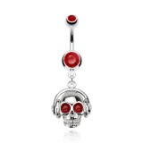 Piercing nombril gothique 50 - Crâne avec casque aux yeux rouges