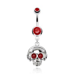 Piercing nombril gothique 50 - Crâne avec casque aux yeux rouges