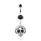 Piercing nombril gothique 50 - Crâne avec casque aux yeux noirs