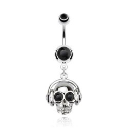 Piercing nombril gothique 50 - Crâne avec casque aux yeux noirs