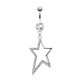 Piercing nombril étoile 25 - Creuse avec cristaux transparents