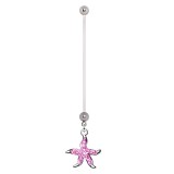 Piercing nombril grossesse 41 - étoile de mer cristaux roses