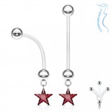 Piercing nombril grossesse 18 - Cristal étoile pendante rouge