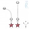 Piercing nombril grossesse 18 - Cristal étoile pendante rouge