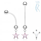 Piercing nombril grossesse 18 - Cristal étoile pendante rose