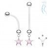 Piercing nombril grossesse 18 - Cristal étoile pendante rose