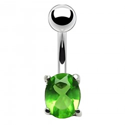 Piercing nombril cristal 06 - Ovale vert-pomme