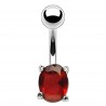 Piercing nombril cristal ovale rouge (06)