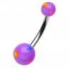 Piercing nombril UV 39 - Lilas avec étoiles multicolores
