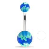 Piercing nombril UV 79 - Balle de baseball bleue et verte
