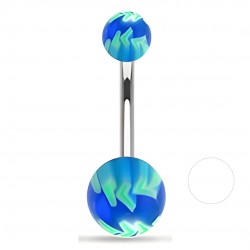 Piercing nombril UV 79 - Balle de baseball bleue et verte