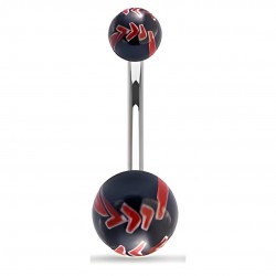 Piercing nombril UV 79 - Balle de baseball noire et rouge
