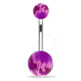 Piercing nombril UV 79 - Balle de baseball lilas et jaune