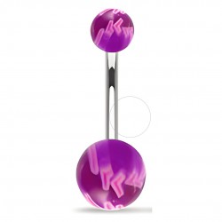 Piercing nombril UV 79 - Balle de baseball lilas et jaune