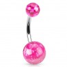 Piercing nombril UV planète nuances de rose (101)
