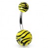 Piercing nombril UV 62 - Motif du zèbre en jaune