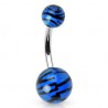 Piercing nombril UV 62 - Motif du zèbre en bleu