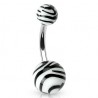 Piercing nombril UV 62 - Motif du zèbre en blanc