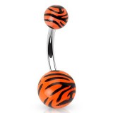 Piercing nombril UV 62 - Motif du zèbre en orange