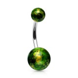 Piercing nombril UV 61 - Brillant vert avec dorures