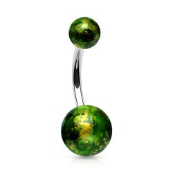 Piercing nombril UV 61 - Brillant vert avec dorures