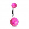 Piercing nombril UV 61 - Brillant rose avec dorures