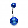 Piercing nombril UV 61 - Brillant bleu avec dorures