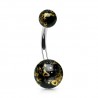 Piercing nombril UV 61 - Brillant noir avec dorures
